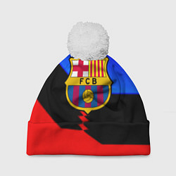 Шапка с помпоном Barcelona спортивная геометрия, цвет: 3D-белый