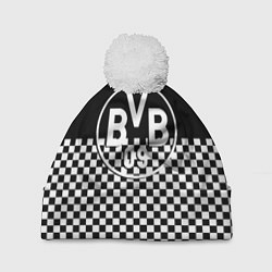 Шапка с помпоном Borussia шахматная клетка, цвет: 3D-белый