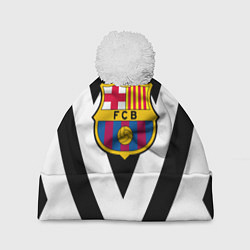 Шапка c помпоном Barcelona черные полосы