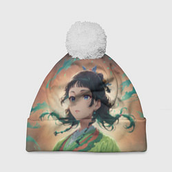 Шапка c помпоном Маомао на фоне облаков