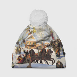 Шапка c помпоном Русская тройка зимой - картина Масленица Кустодиев