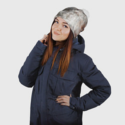 Шапка с помпоном Абстракция - gray limestone, цвет: 3D-белый — фото 2