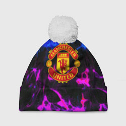 Шапка c помпоном Манчестер Юнайтед огонь неон