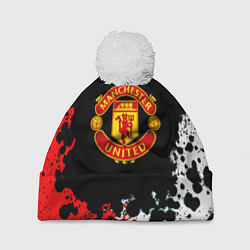 Шапка c помпоном Манчестер Юнайтед краски абстрактные