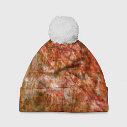 Шапка c помпоном Абстракция - bright red