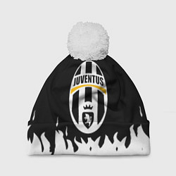 Шапка c помпоном Ювентус белый огонь текстура
