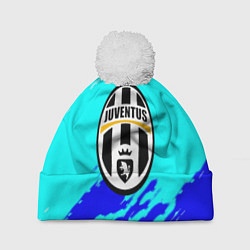 Шапка c помпоном Ювентус краски штрихи текстура