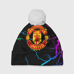 Шапка c помпоном Манчестер Юнайтед неоновые молнии