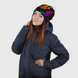 Шапка с помпоном Манчестер Юнайтед неоновые молнии, цвет: 3D-белый — фото 2