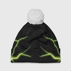 Шапка c помпоном Color green black