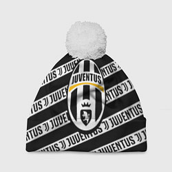Шапка с помпоном Ювентус полосы линии спорт, цвет: 3D-белый
