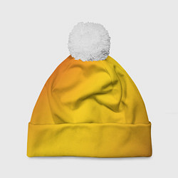 Шапка с помпоном Color yellow red gradient, цвет: 3D-белый