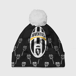 Шапка c помпоном Ювентус белые розы