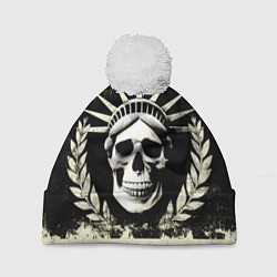 Шапка c помпоном Череп статуя свободы
