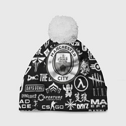 Шапка c помпоном Манчестер сити логотипы игр