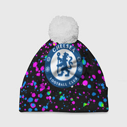 Шапка с помпоном Челси неоновые краски, цвет: 3D-белый
