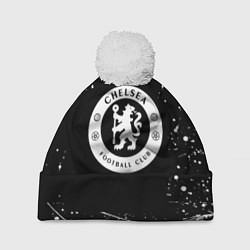Шапка c помпоном Челси белые краски всплеск