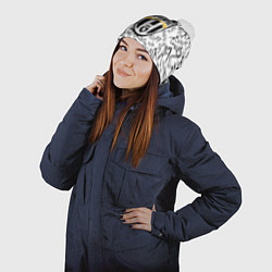 Шапка с помпоном Ювентус надписи текстура, цвет: 3D-белый — фото 2