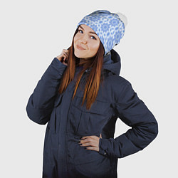 Шапка с помпоном Русский стиль гжель, цвет: 3D-белый — фото 2