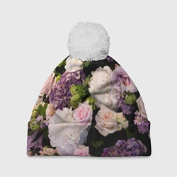 Шапка с помпоном Весенние цветы, цвет: 3D-белый