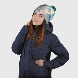 Шапка с помпоном Горы, цвет: 3D-зеленый — фото 2