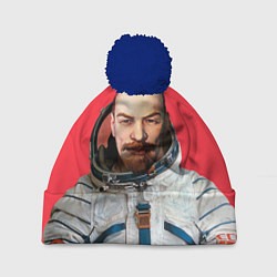 Шапка с помпоном Ленин космонавт, цвет: 3D-тёмно-синий