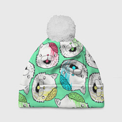 Шапка с помпоном Drop Dead: Kitty Heads, цвет: 3D-белый