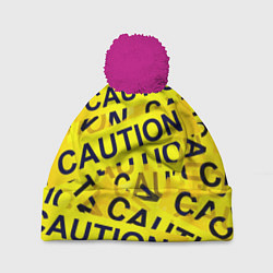 Шапка с помпоном Caution, цвет: 3D-малиновый