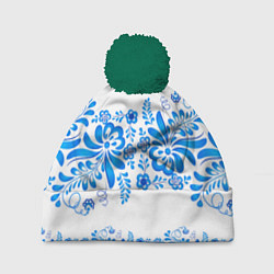 Шапка с помпоном Гжель, цвет: 3D-зеленый