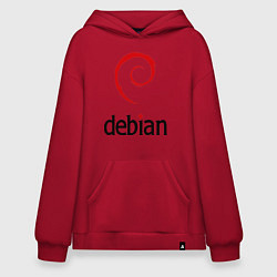 Толстовка-худи оверсайз Debian, цвет: красный