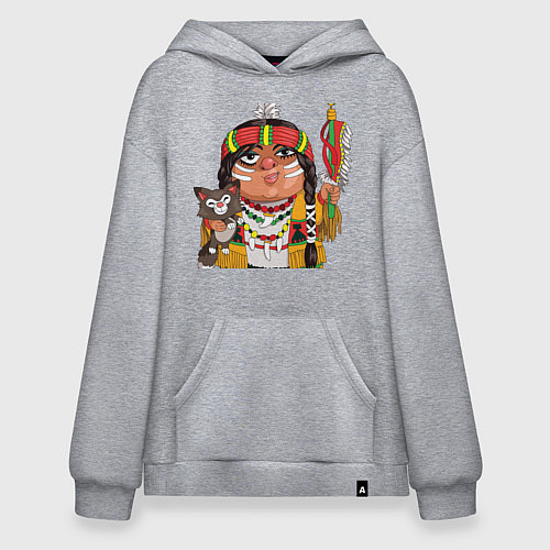 Худи оверсайз Забавные Индейцы 9 / Меланж – фото 1