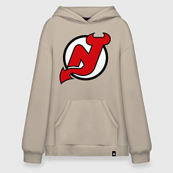 Толстовка-худи оверсайз New Jersey Devils, цвет: миндальный
