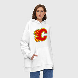 Толстовка-худи оверсайз Calgary Flames, цвет: белый — фото 2