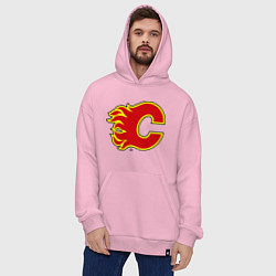 Толстовка-худи оверсайз Calgary Flames, цвет: светло-розовый — фото 2