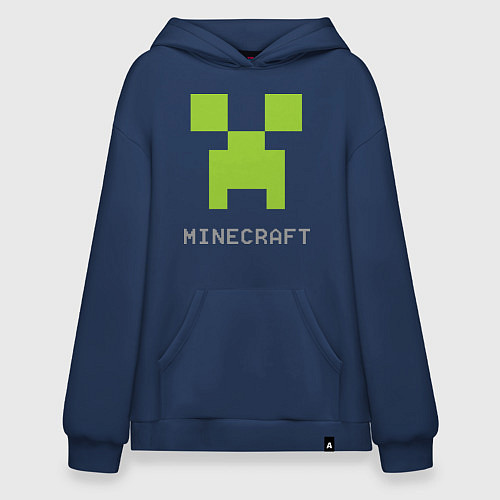 Худи оверсайз Minecraft logo grey / Тёмно-синий – фото 1