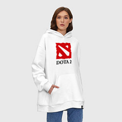 Толстовка-худи оверсайз Dota 2: Logo, цвет: белый — фото 2