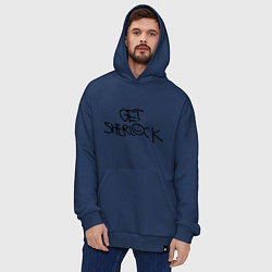 Толстовка-худи оверсайз Get sherlock, цвет: тёмно-синий — фото 2
