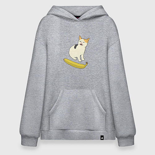 Худи оверсайз Cat no banana meme / Меланж – фото 1