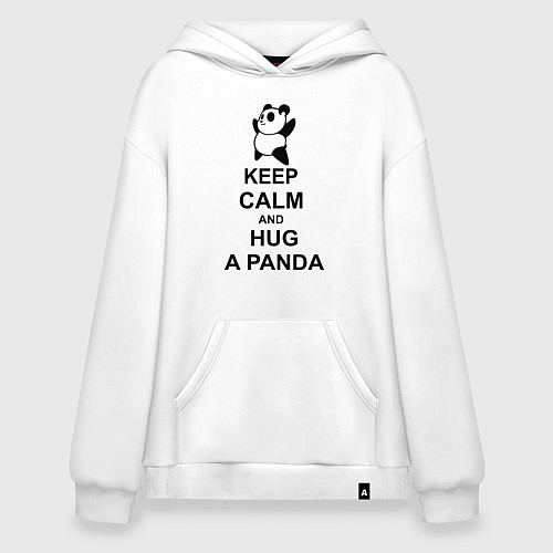 Худи оверсайз Keep Calm & Hug A Panda / Белый – фото 1