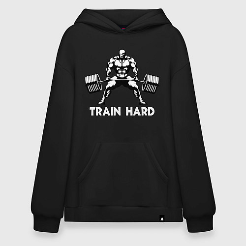 Худи оверсайз Train hard тренируйся усердно / Черный – фото 1