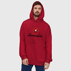 Толстовка-худи оверсайз Logo lamborghini, цвет: красный — фото 2