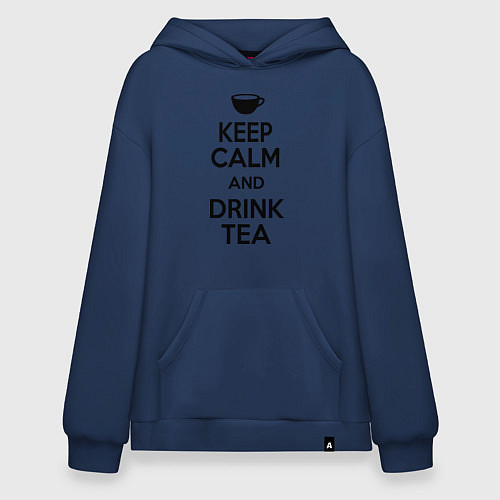 Худи оверсайз Keep Calm & Drink Tea / Тёмно-синий – фото 1