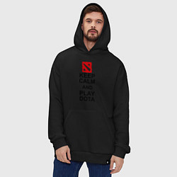 Толстовка-худи оверсайз Keep Calm & Play Dota, цвет: черный — фото 2