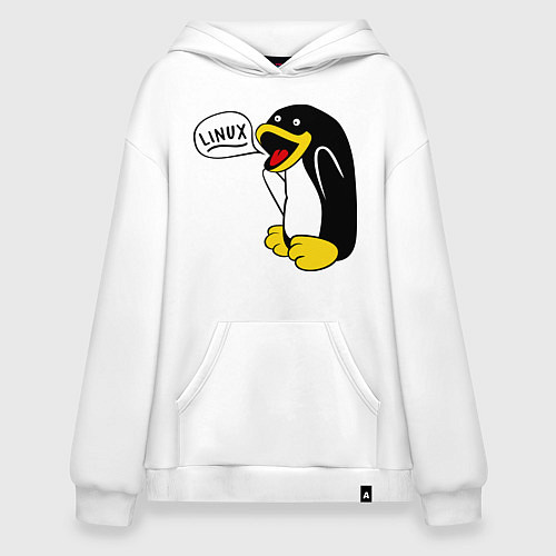 Худи оверсайз Пингвин: Linux / Белый – фото 1