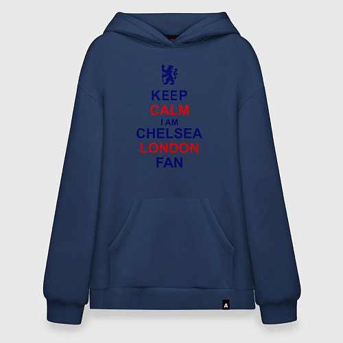 Худи оверсайз Keep Calm & Chelsea London fan / Тёмно-синий – фото 1