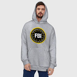 Толстовка-худи оверсайз FBI Departament, цвет: меланж — фото 2