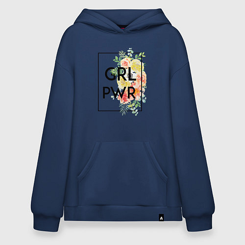 Худи оверсайз GRL PWR / Тёмно-синий – фото 1