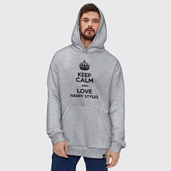 Толстовка-худи оверсайз Keep Calm & Love Harry Styles, цвет: меланж — фото 2