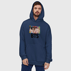 Толстовка-худи оверсайз BTS: Boys Faces, цвет: тёмно-синий — фото 2