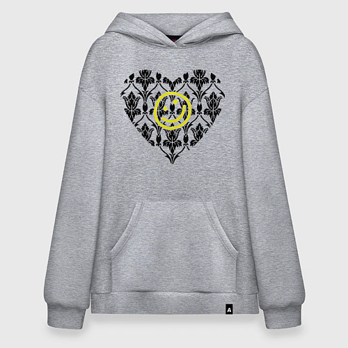 Худи оверсайз Шерлок Сердце и Смайлик / Меланж – фото 1